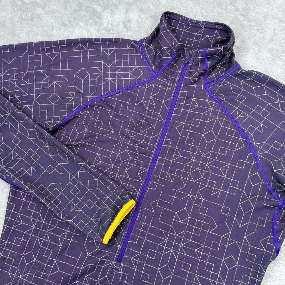 Nike Pro Hyperwarm 1/2 Zip Pullover Womens Medium Geometric Purple Dri Fit Run